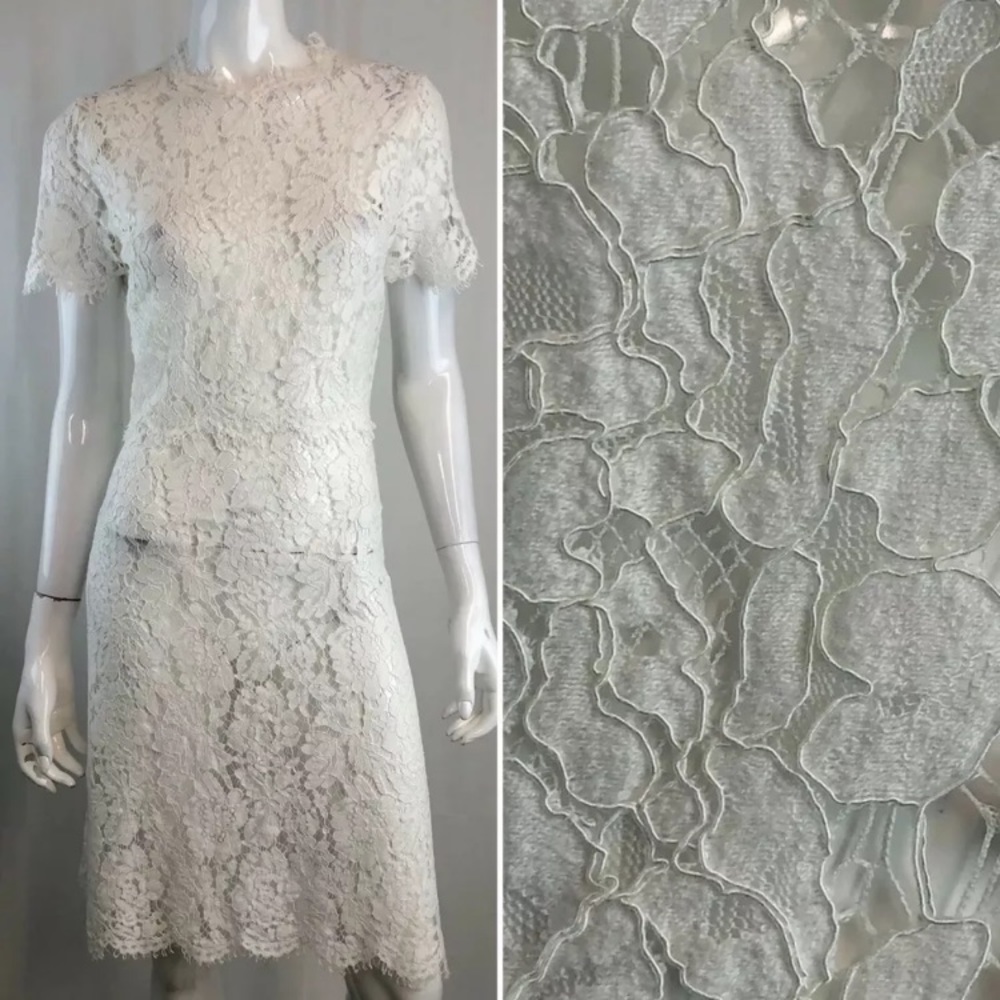HB She Lace Scallop Fringe Sheer A-Line Dress
